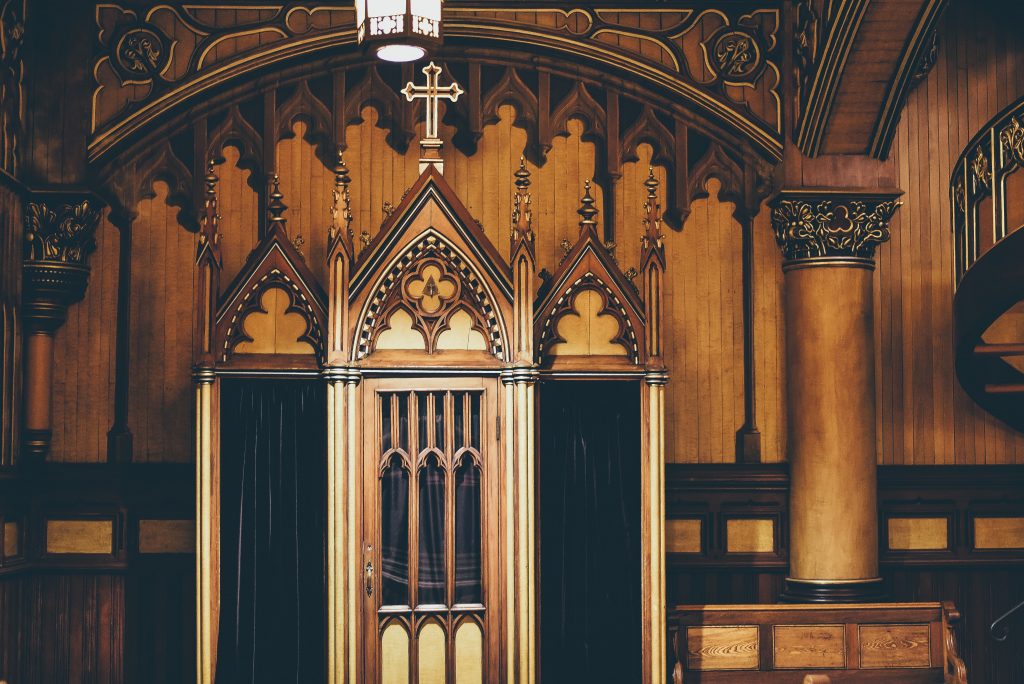 Photo of a confessional in a church